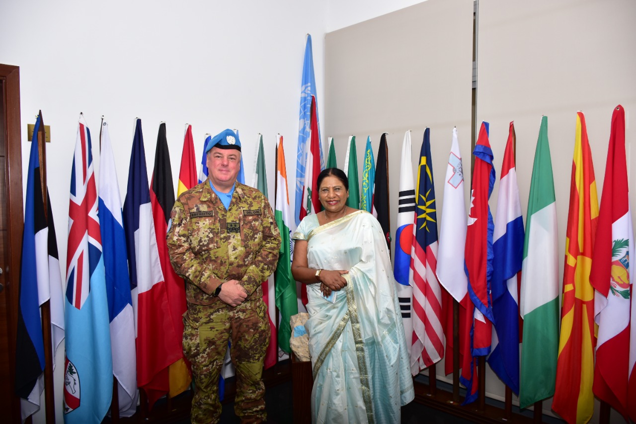 Courtesy call on , Head of Mission and Force Commander of UNIFIL Major General Stefeno DEL COL and visited to  Sri Lankan Peace Keeping troups,   by the Ambassador of Sri Lanka on 09th August 2021